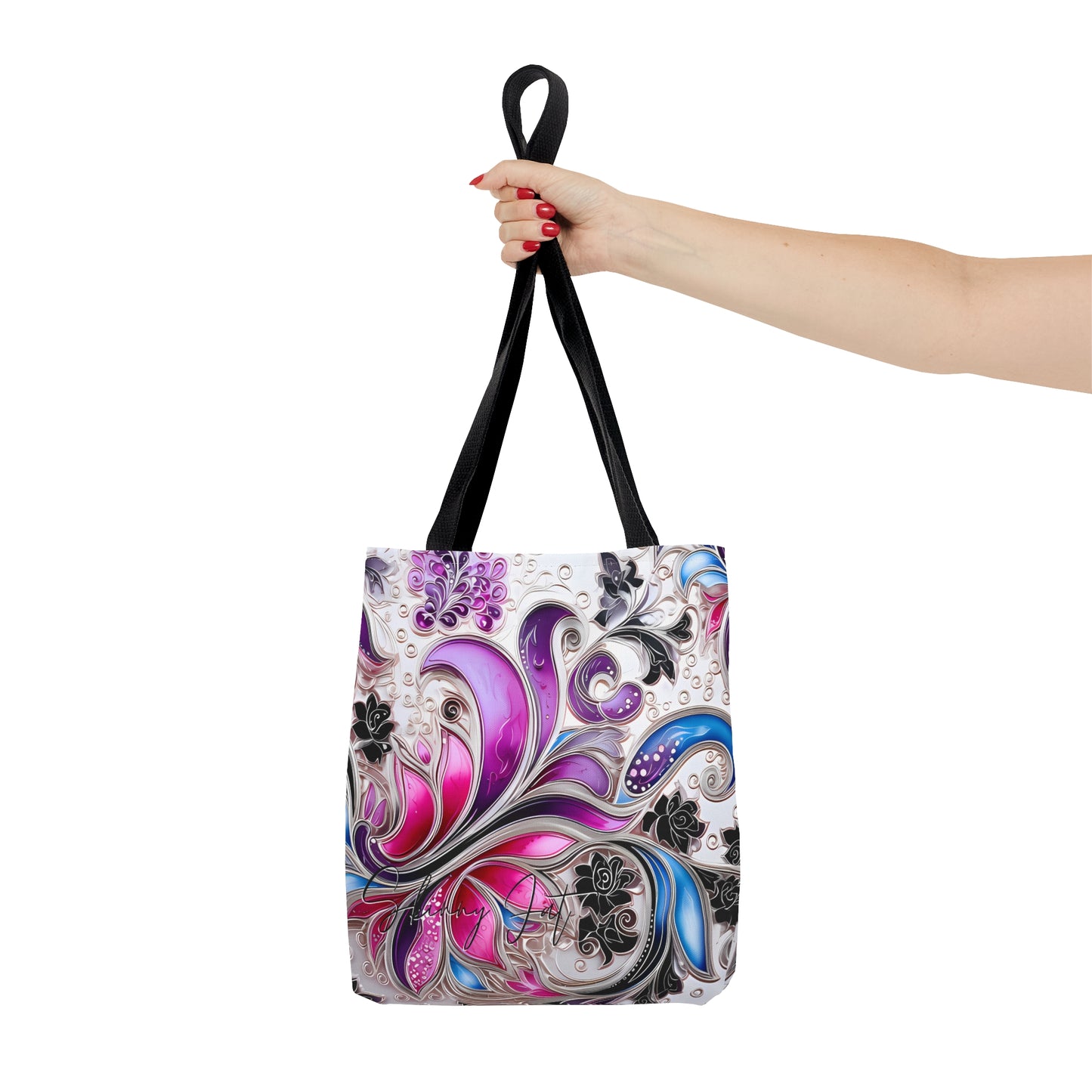 Artistic tote bag pink blue regal paisley inspired Watercolour design abstract art tote bag creative fashion gift for teen artist fashion