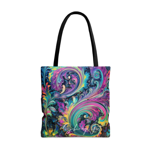 Artistic tote bag purple green regal paisley inspired Watercolour design abstract art tote bag creative fashion gift for teen artist fashion