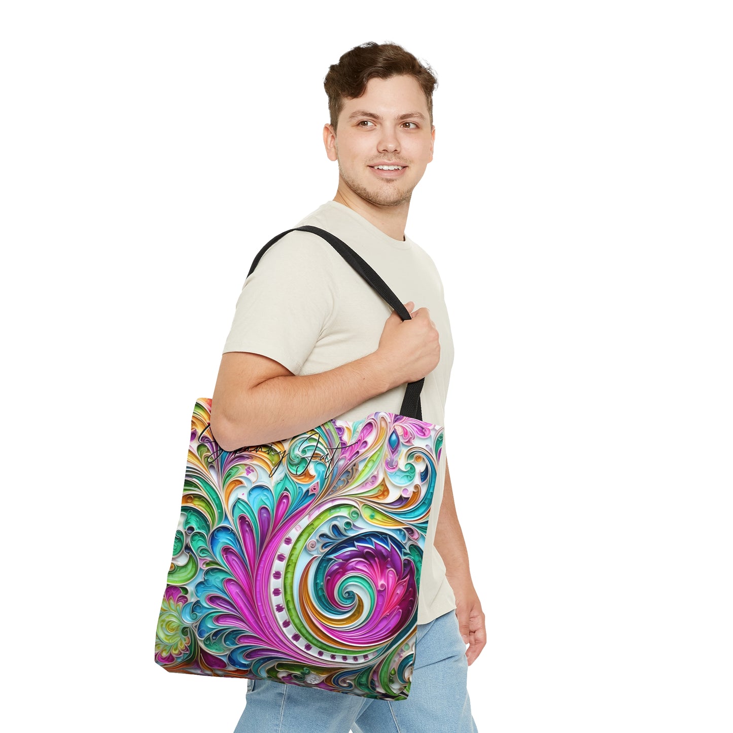 Artistic tote bag pink paisley inspired Watercolour design abstract art tote bag painting tote creative fashion teen artist fashion