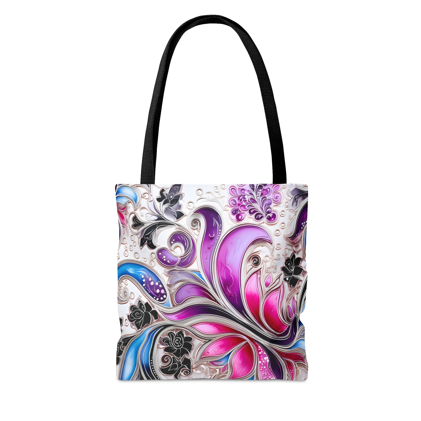 Artistic tote bag pink blue regal paisley inspired Watercolour design abstract art tote bag creative fashion gift for teen artist fashion