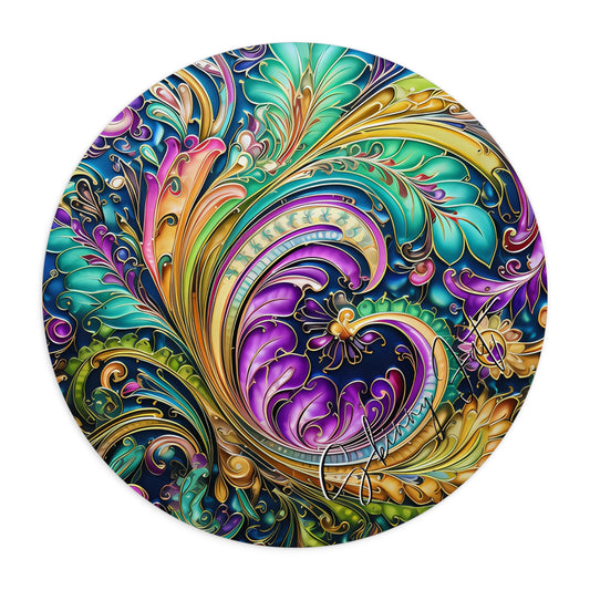 Mouse pad with Ai graphic printed image on circle style gift of Cosmic Creations AI-Infused Circle Mouse Pad gift Captivating Graphic Print