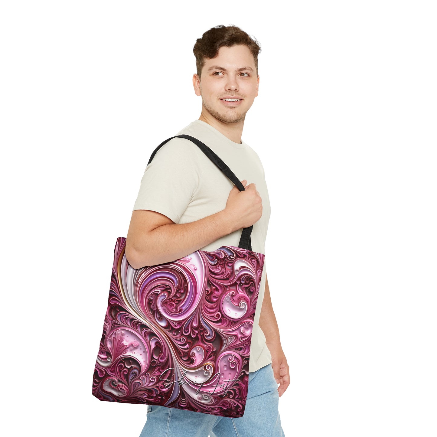 shoppers tote bag pink infusion regal paisley inspired Watercolour design abstract art tote bag creative fashion gift, teen artist fashion