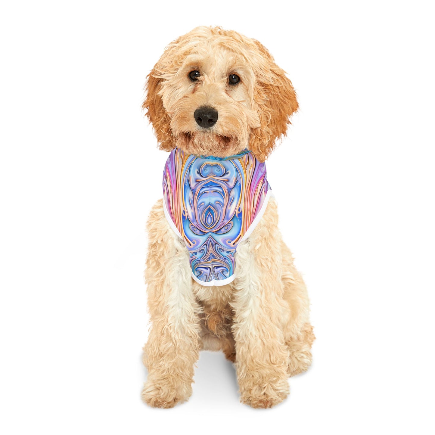 Pet hoodies printed with Ai graphics, polyester made light weight, cozy breathable pet apparel, stylish pet clothing, small pet grooming