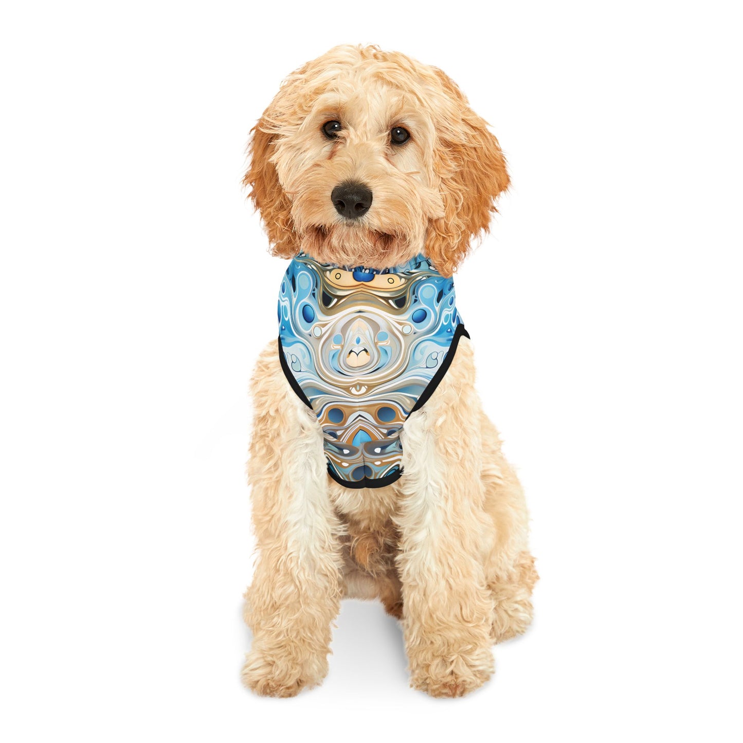 Pet hoodies printed with Ai graphics, polyester made light weight, cozy breathable pet apparel, stylish pet clothing, small pet grooming