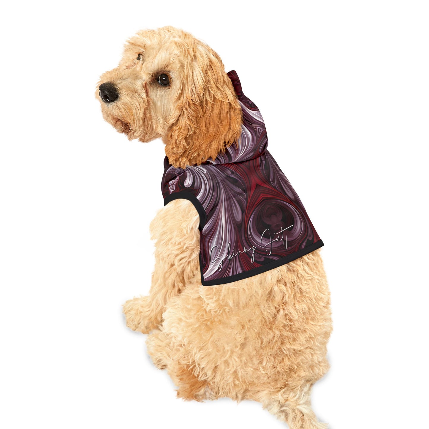 Pet hoodies printed with Ai graphics, polyester made light weight, cozy breathable pet apparel, stylish pet clothing, small pet grooming