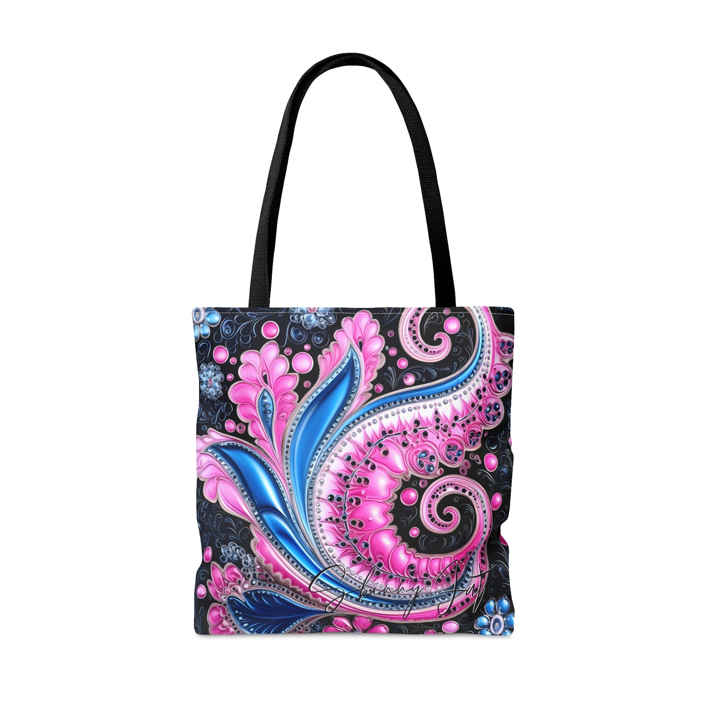 Artistic tote bag blue pink regal paisley inspired Watercolour design abstract art tote bag creative fashion gift for teen artist fashion