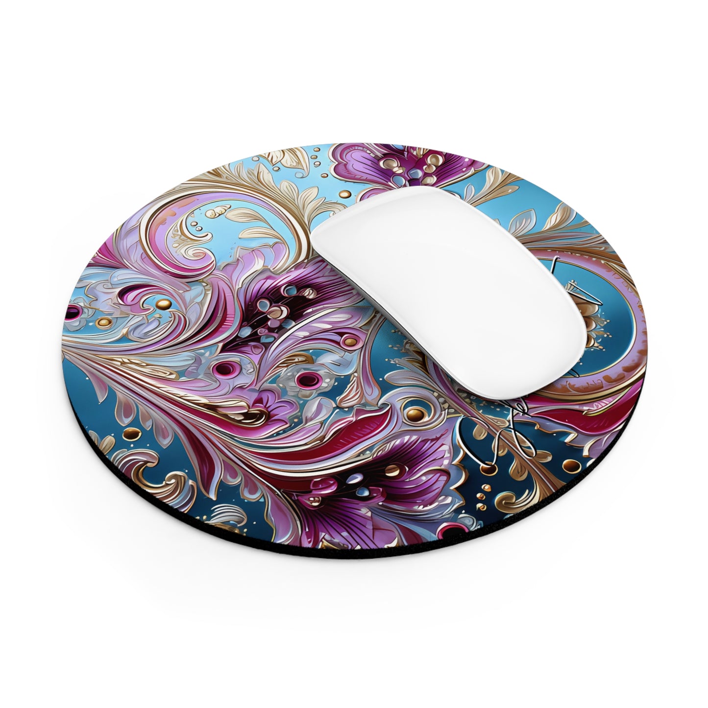 Mouse pad with Ai graphic printed image on circle style gift of Cosmic Creations AI-Infused Circle Mouse Pad gift Captivating Graphic Print