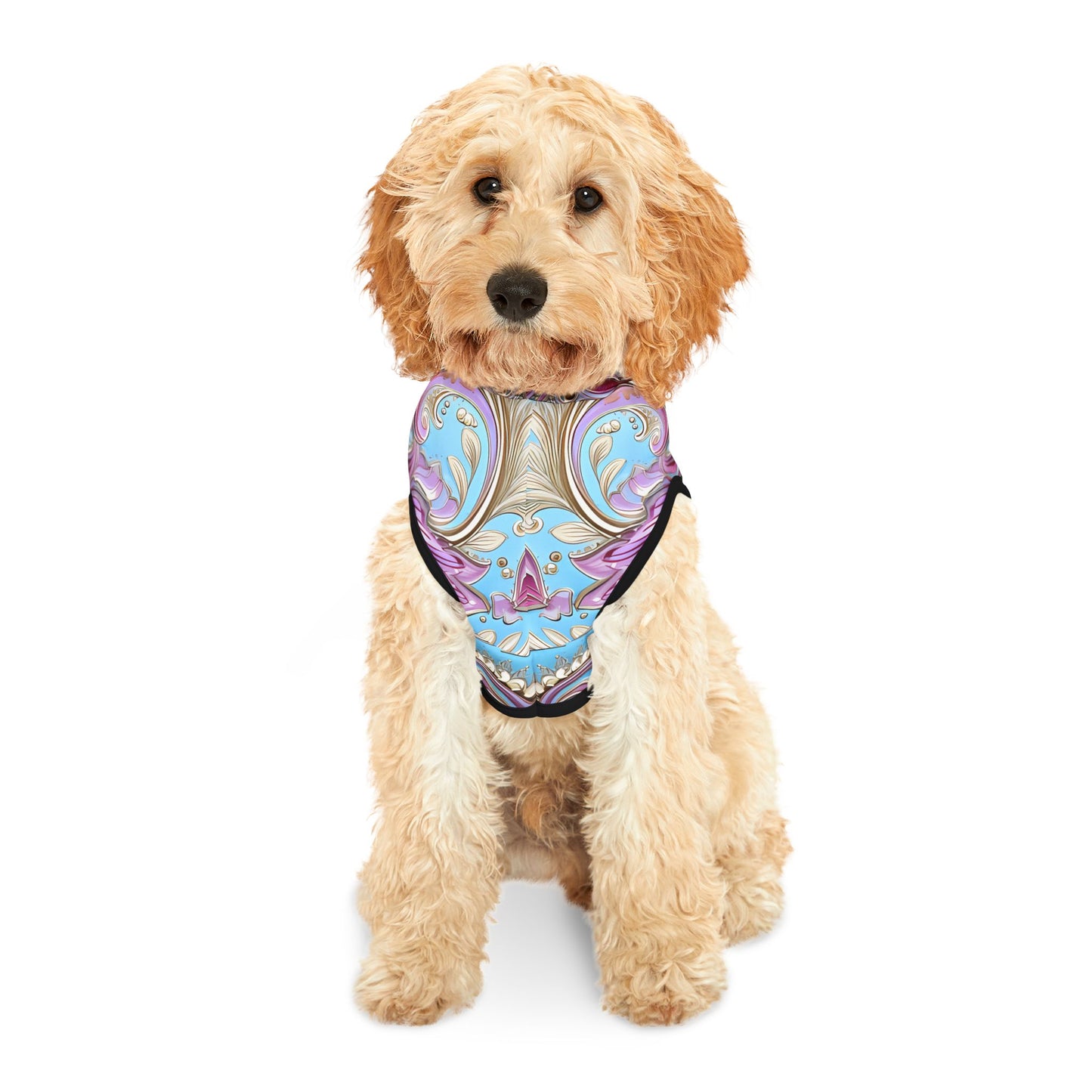 Pet hoodies printed with Ai graphics, polyester made light weight, cozy breathable pet apparel, stylish pet clothing, small pet grooming