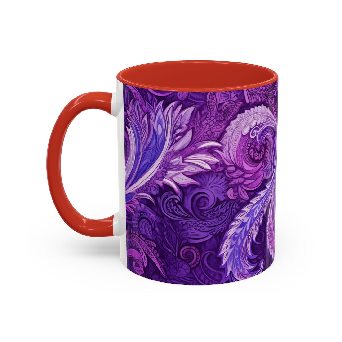 Coffee mug Paisley print ceramic Hot beverage casual soup cup keep the caffeine life alive with a morning drink of coffee regal style 11oz