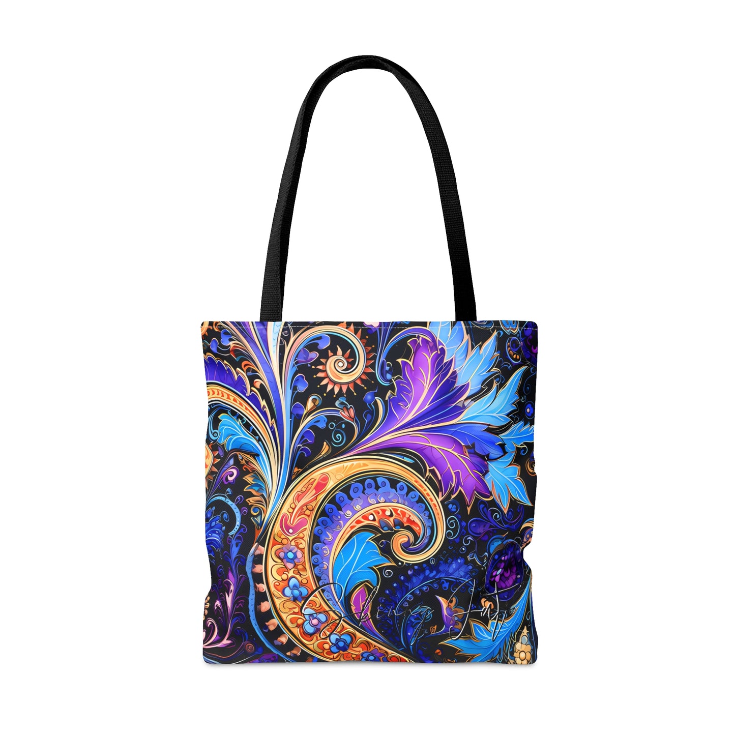 Artistic tote bag purple blue regal paisley inspired Watercolour design abstract art tote bag creative fashion gift for teen artist fashion