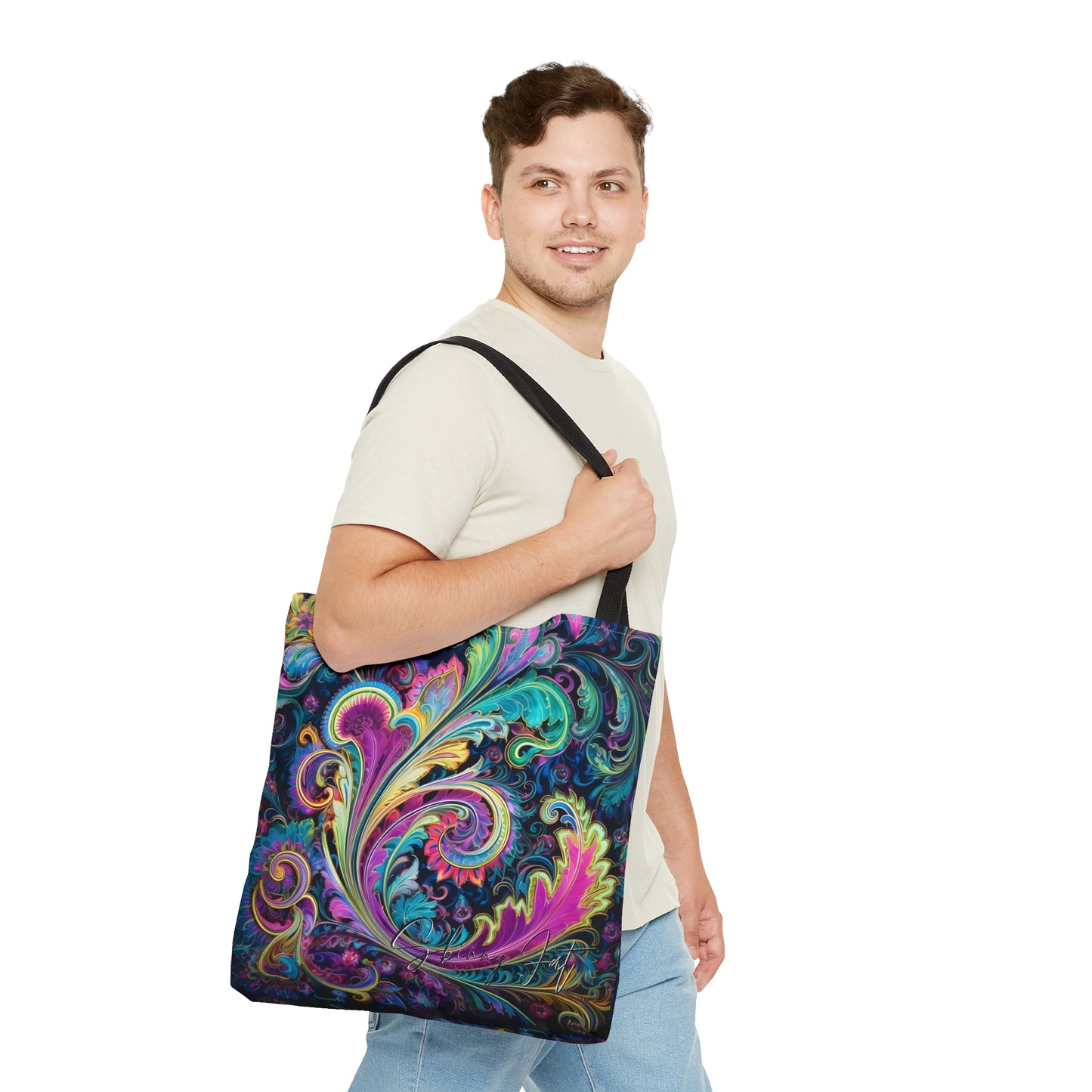 Artistic tote bag purple blue regal paisley inspired Watercolour design abstract art tote bag creative fashion gift for teen artist fashion