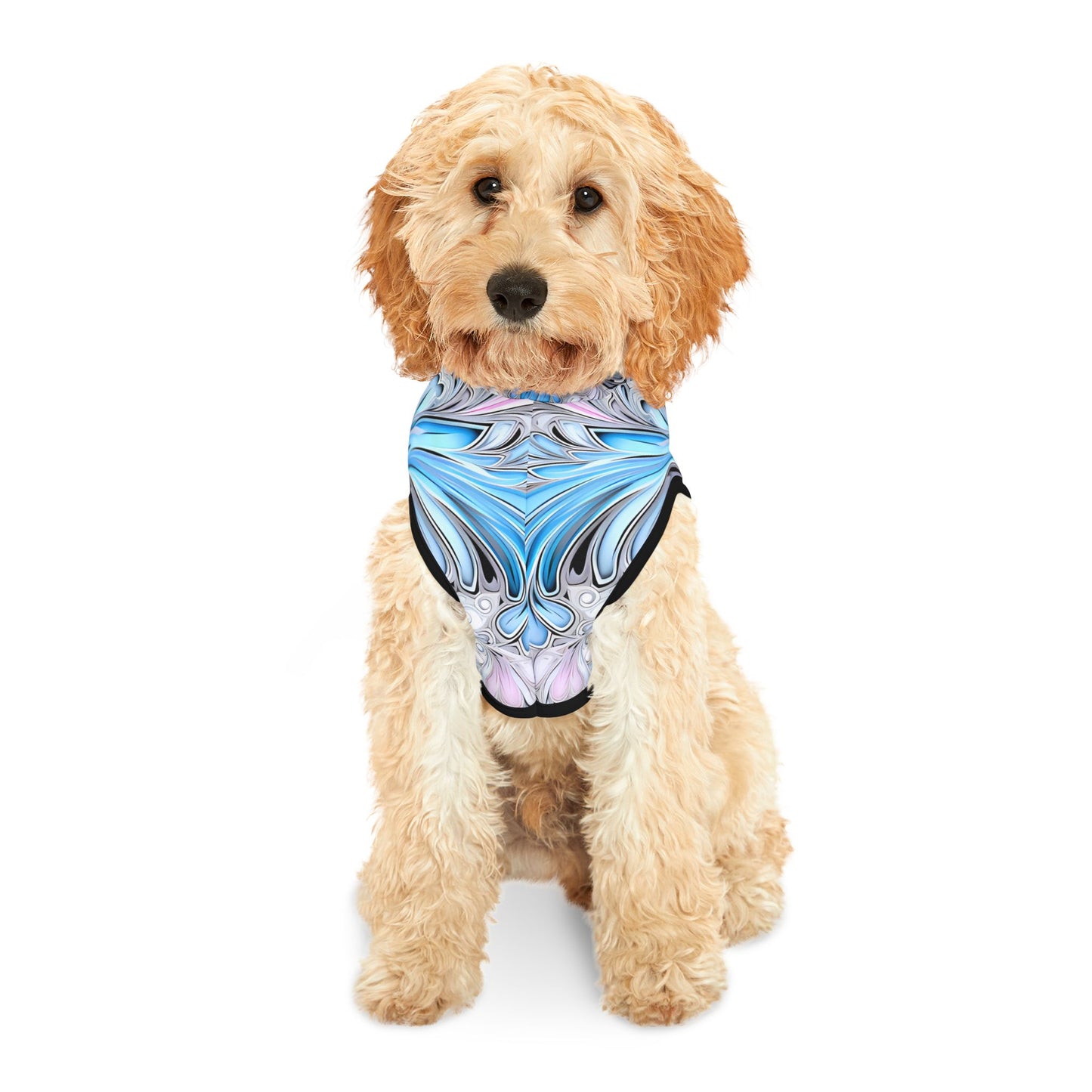 Pet hoodies printed with Ai graphics, polyester made light weight, cozy breathable pet apparel, stylish pet clothing, small pet grooming