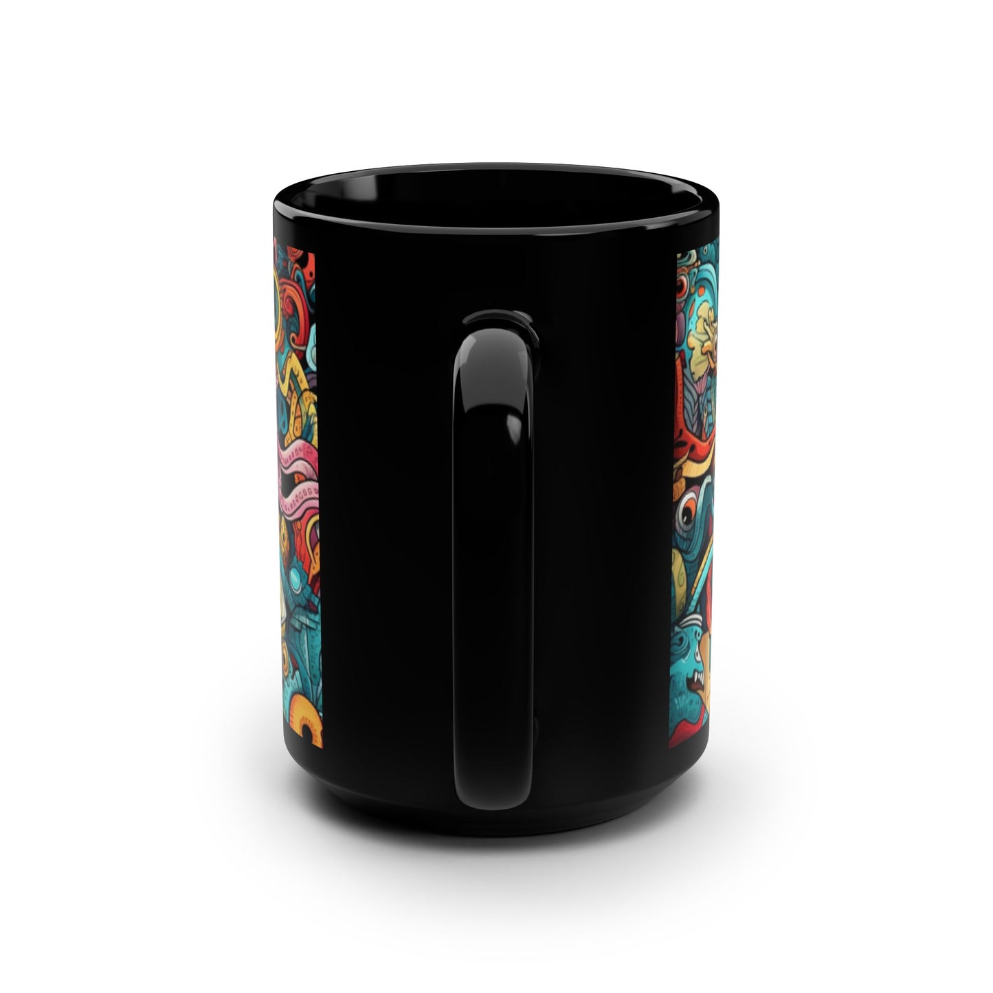 Graffiti print ceramic coffee mug Hot beverage casual soup mug keep the street life alive with a morning cup of coffee graffiti style 15oz