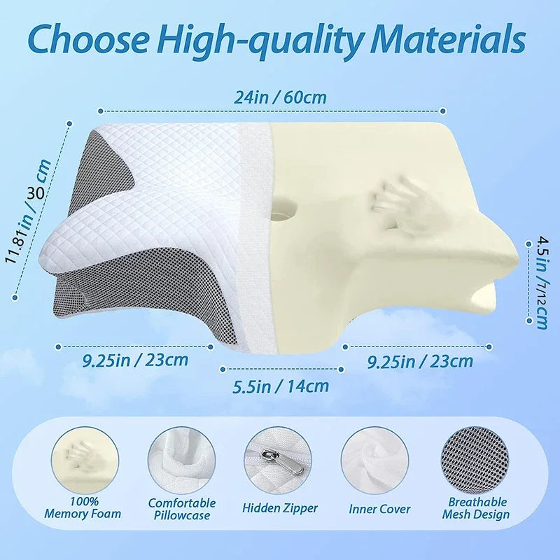 New Memory Foam Cervical Pillow, 2 in 1 Ergonomic Contour Orthopedic Pillow for Neck Pain, Contoured Support Pillows,Neck Pillow