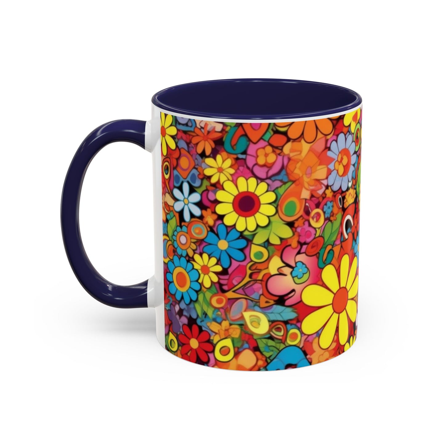 Flower print ceramic coffee mug Hot beverage casual soup mug keep the caffine life alive with a morning cup of coffee Ai tech style 11oz