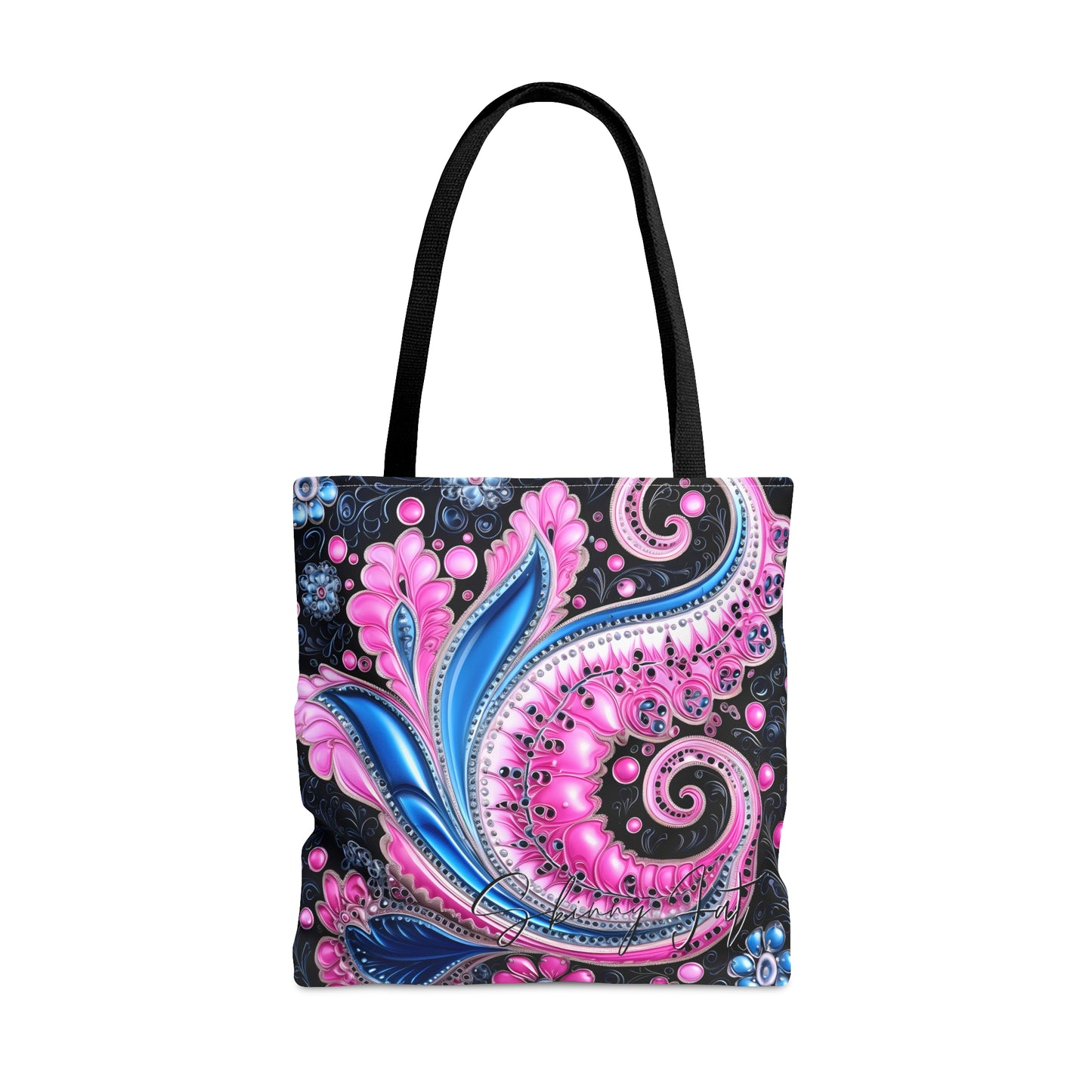 Artistic tote bag blue pink regal paisley inspired Watercolour design abstract art tote bag creative fashion gift for teen artist fashion