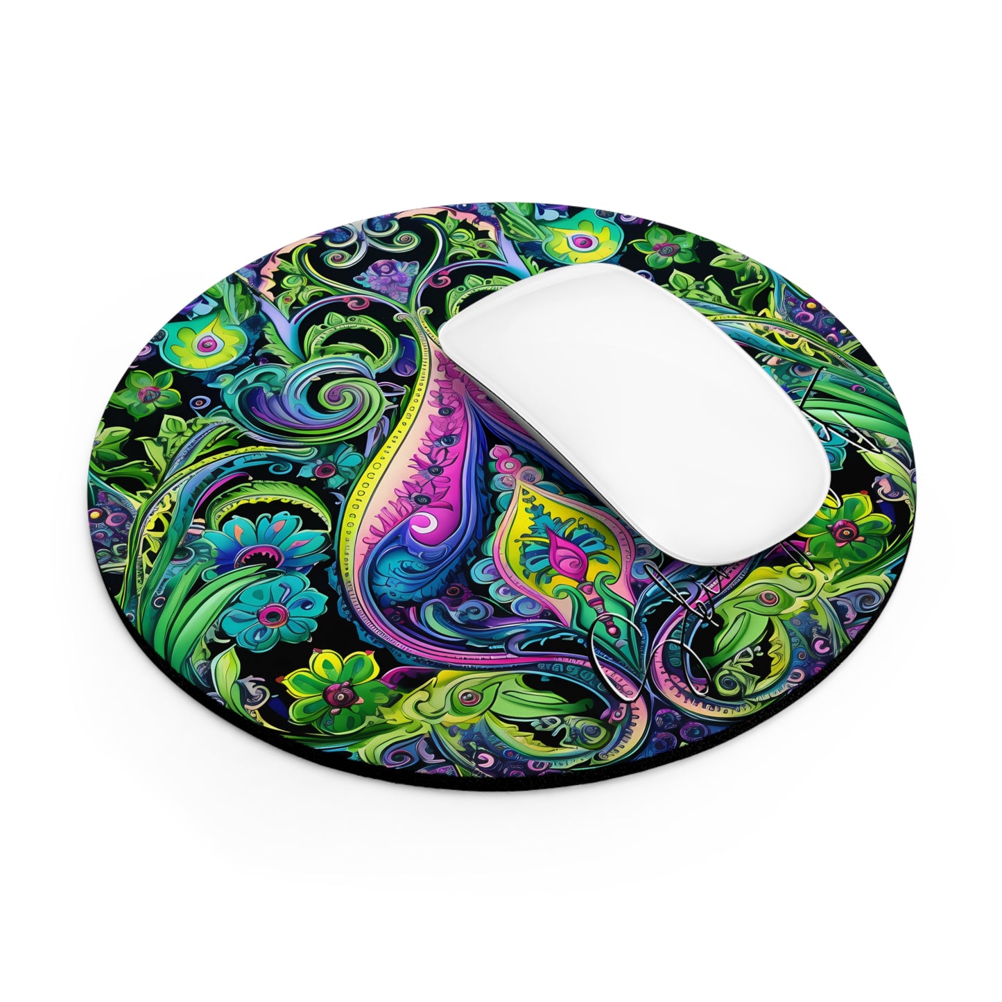 Mouse pad with Ai graphic printed image on circle style gift of Cosmic Creations AI-Infused Circle Mouse Pad gift Captivating Graphic Print