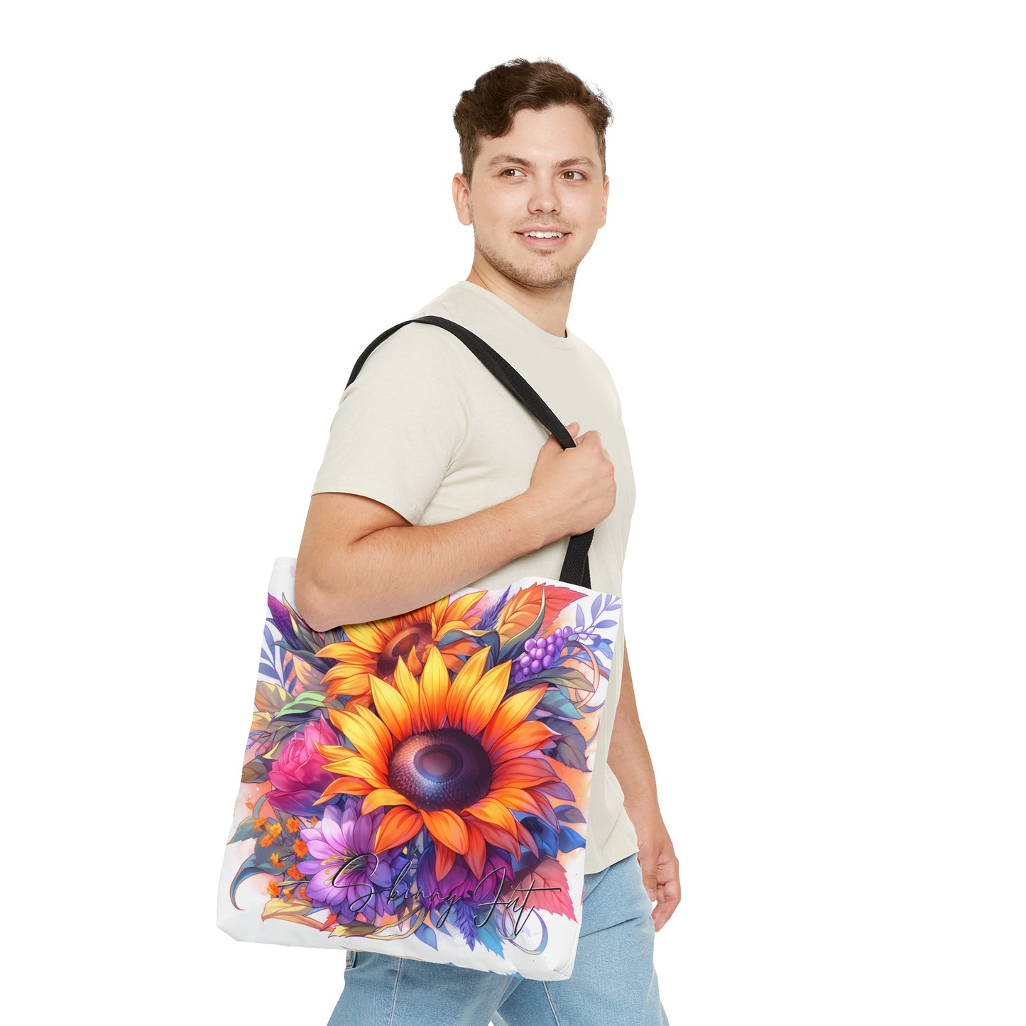 Tote bag featureing a beautiful flower image on both sides perfect for nature lovers gift and those who appreciate the beauty of flowers