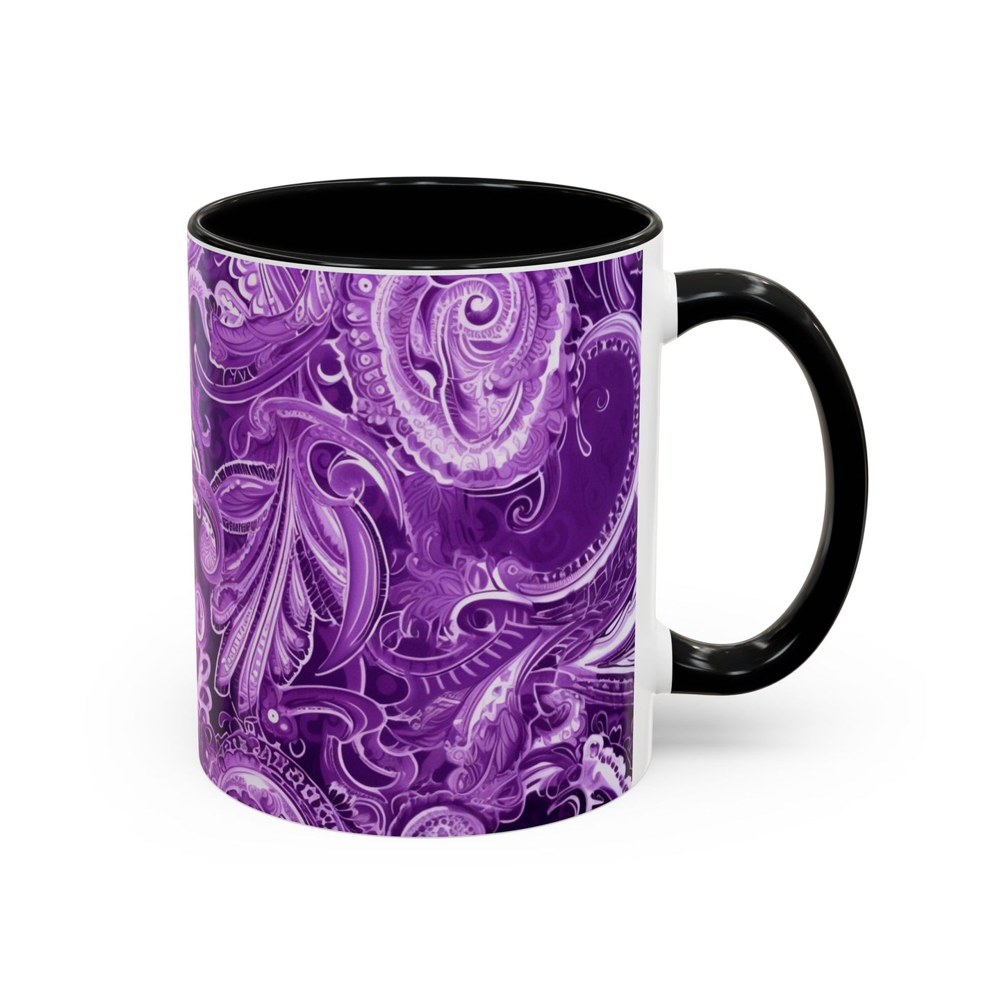 Coffee mug Paisley print ceramic Hot beverage casual soup cup keep the caffeine life alive with a morning drink of coffee regal style 11oz