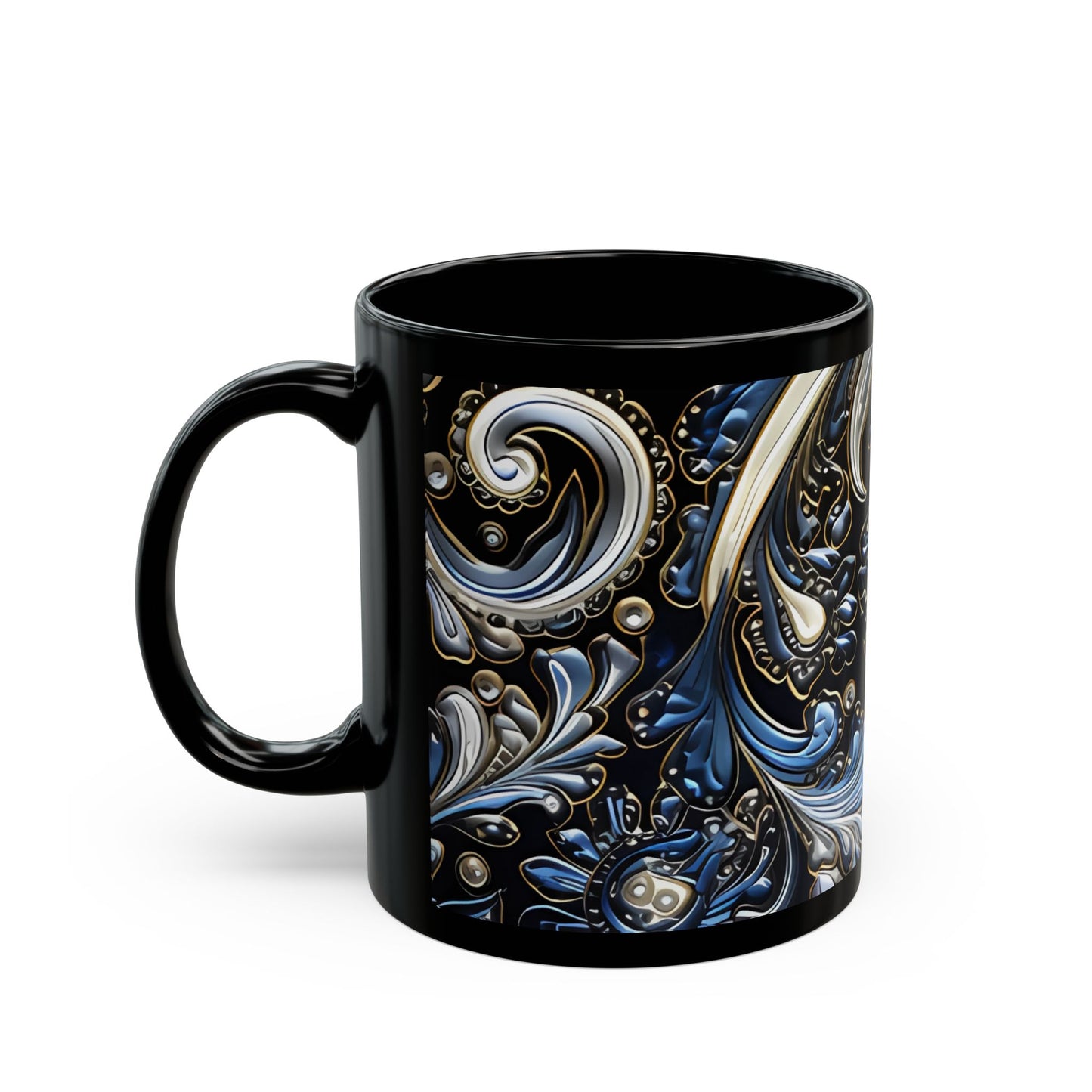 Coffee mug Paisley print ceramic Hot beverage casual soup cup keep the caffeine life alive with a morning drink of coffee regal style 11oz