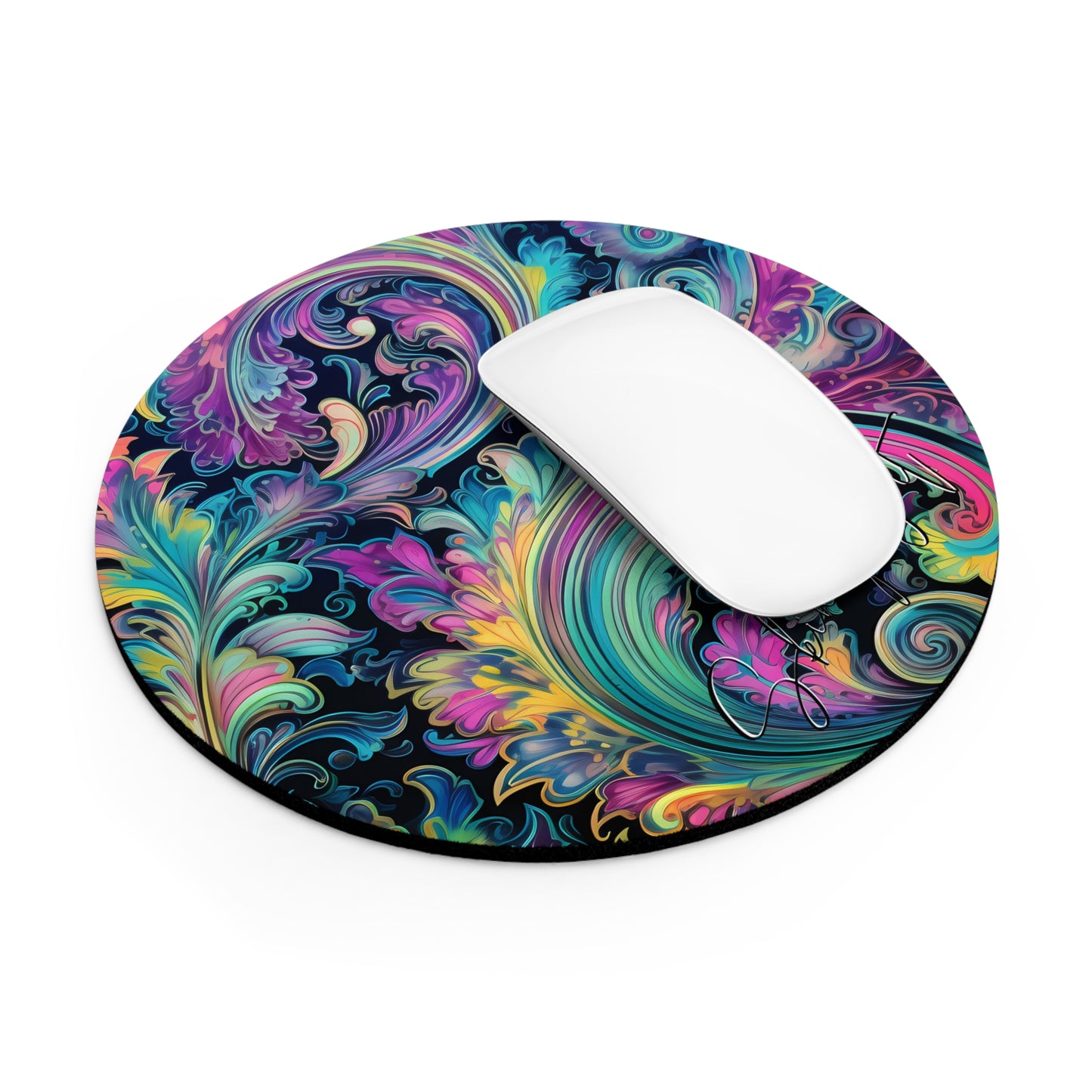 Mouse pad with Ai graphic printed image on circle style gift of Cosmic Creations AI-Infused Circle Mouse Pad gift Captivating Graphic Print