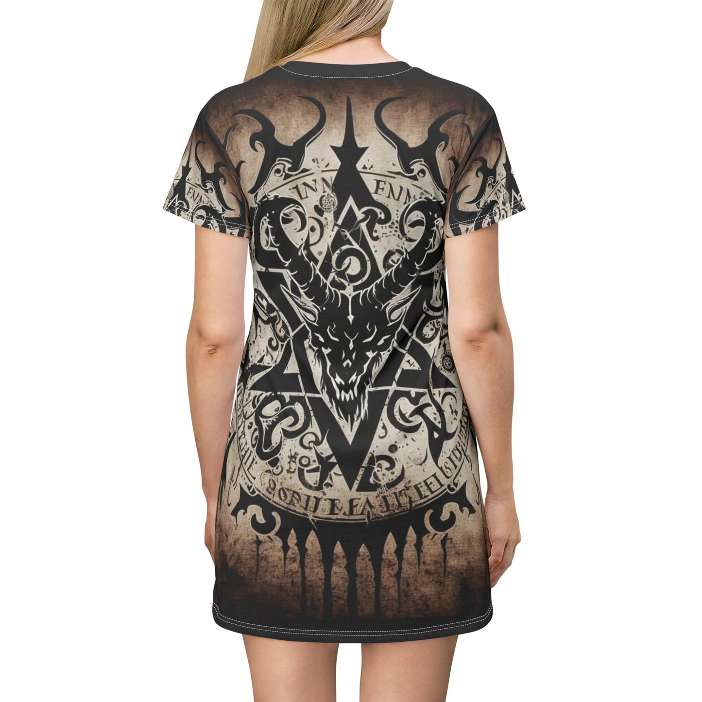 Women's T-shirt dress goth design leisure comfortable pajamas Night wear Breathable night wear Gothic inspired dark art sleeper Casual wear