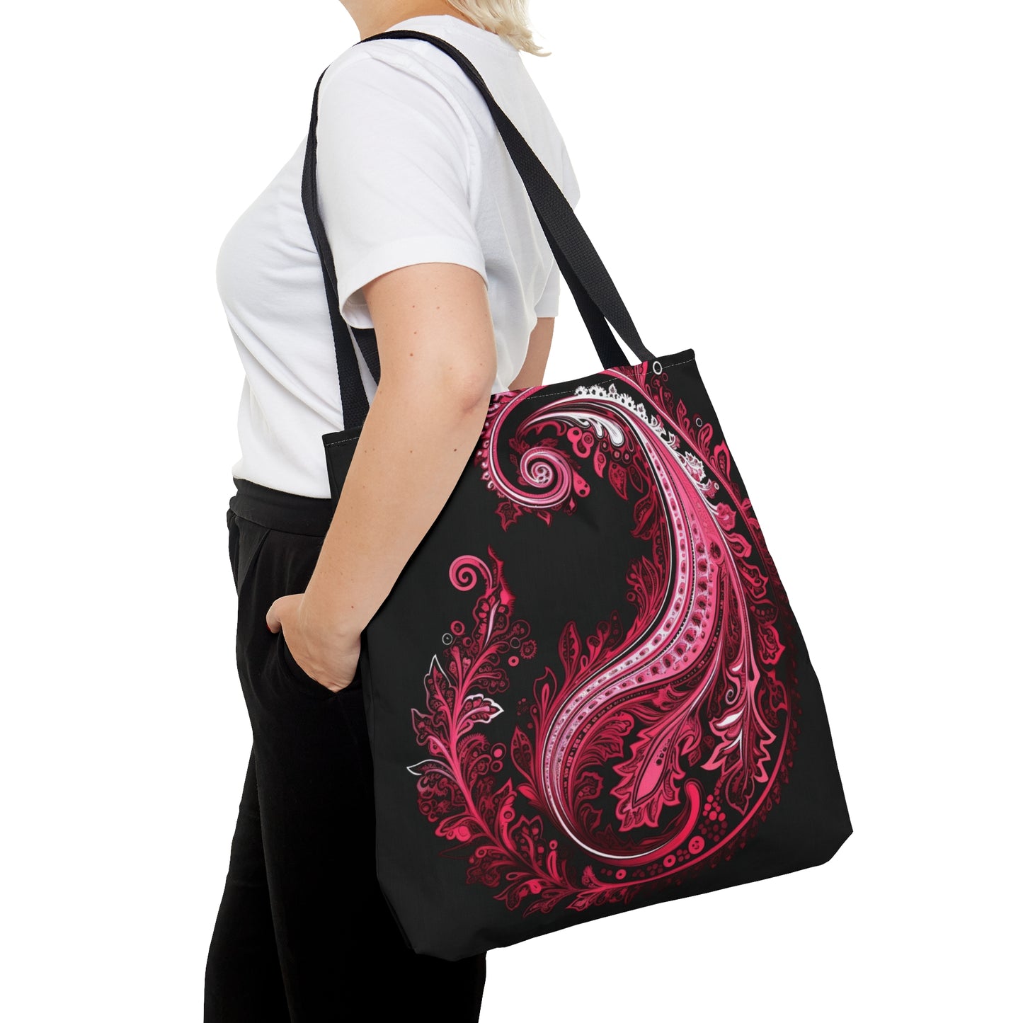 Tote bag with pink a paisley inspired Watercolour design abstract art tote bag painting tote creative fashion teen artist fashion