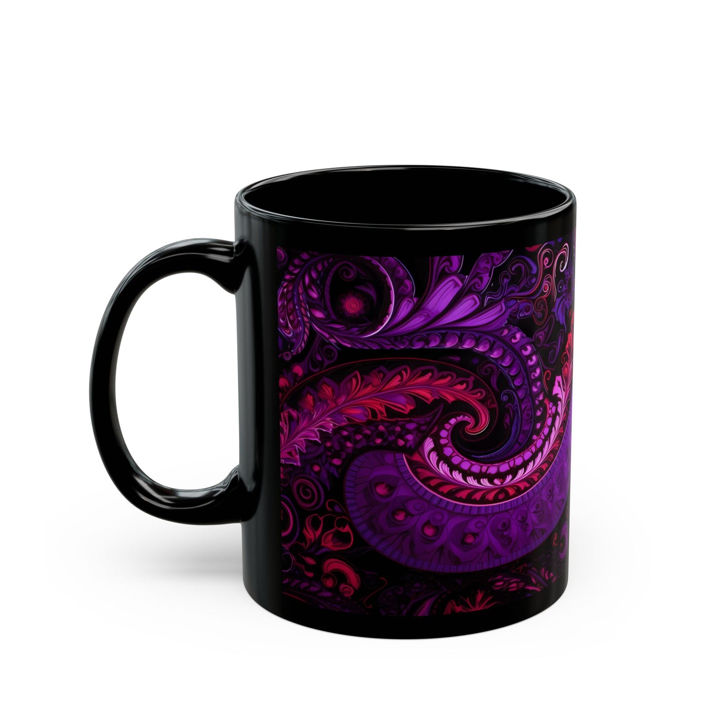 Coffee mug Paisley print ceramic Hot beverage casual soup cup keep the caffeine life alive with a morning drink of coffee regal style 11oz