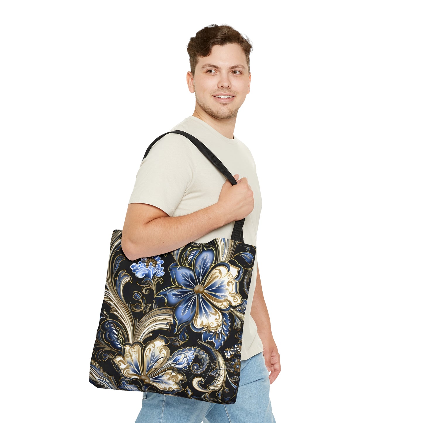 Artistic tote bag purple blue regal paisley inspired Watercolour design abstract art tote bag creative fashion gift for teen artist fashion