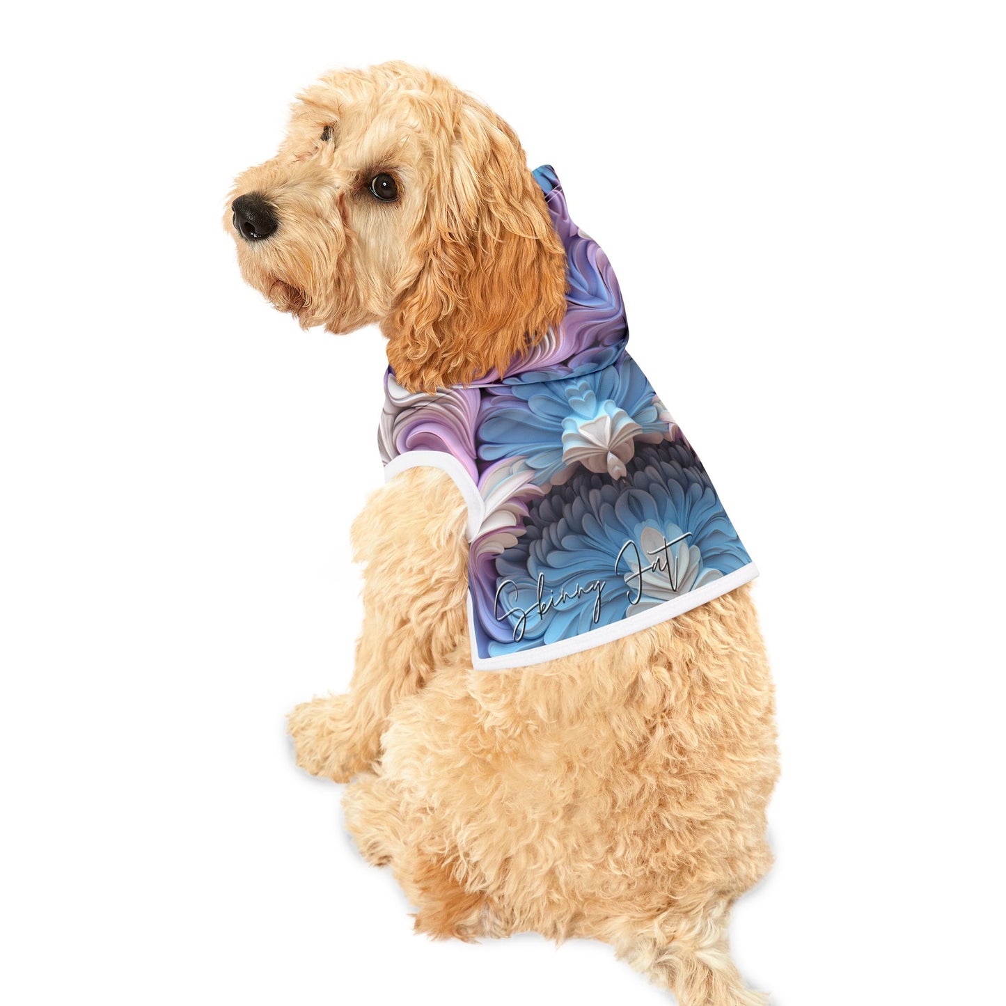 Pet hoodies printed with Ai graphics, polyester made light weight, cozy breathable pet apparel, stylish pet clothing, small pet grooming