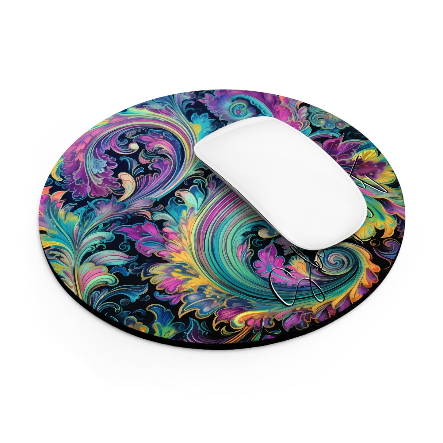 Mouse pad with Ai graphic printed image on circle style gift of Cosmic Creations AI-Infused Circle Mouse Pad gift Captivating Graphic Print