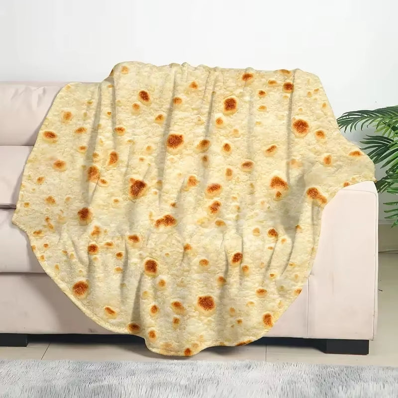 Funny round Corn Tortilla Blanket Multi-Size Soft Warm Throw Blanket for Sofa, Office, Bed, Camping Traveling Soft Flannel Wrap