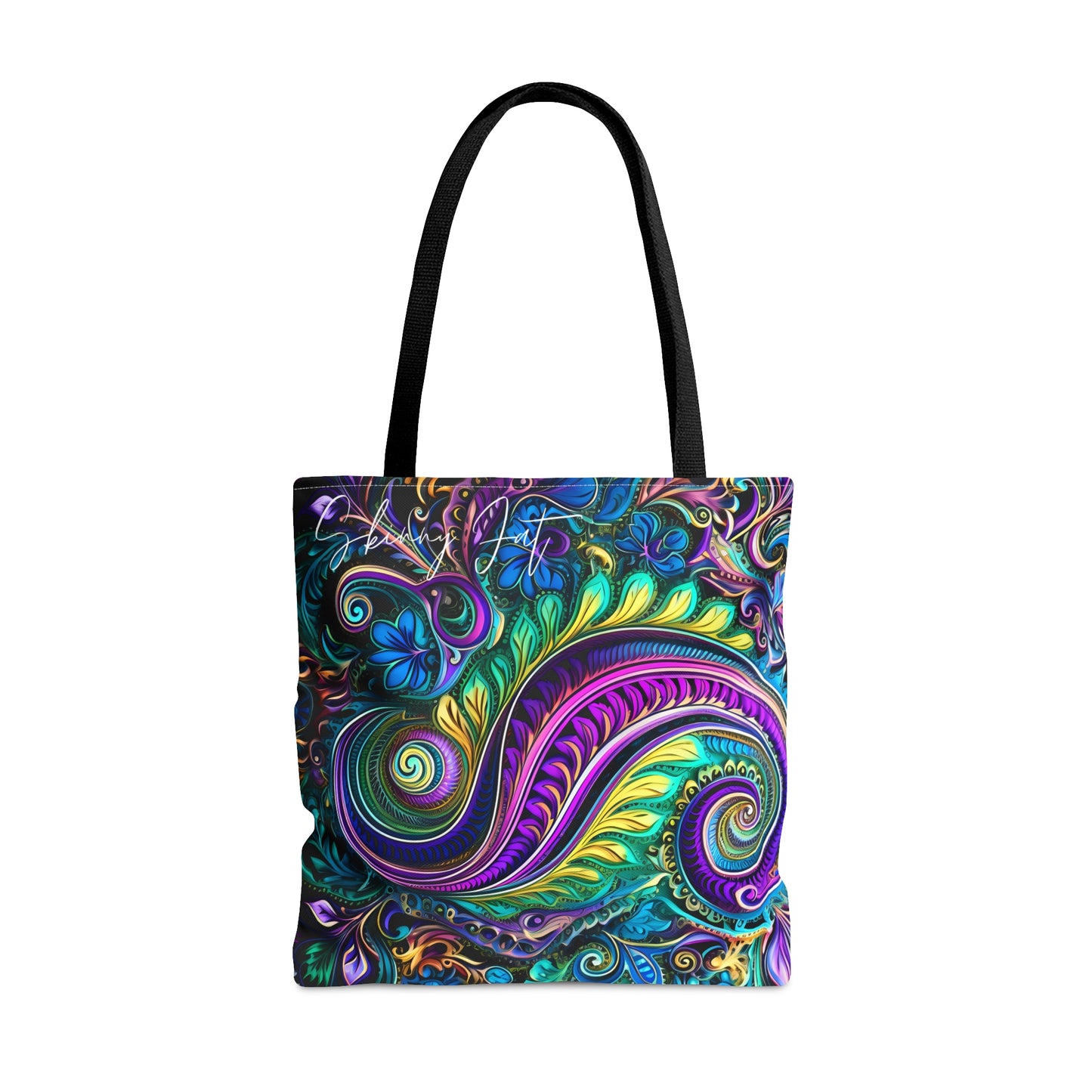 Artistic tote bag purple green regal paisley inspired Watercolour design abstract art tote bag creative fashion gift for teen artist fashion