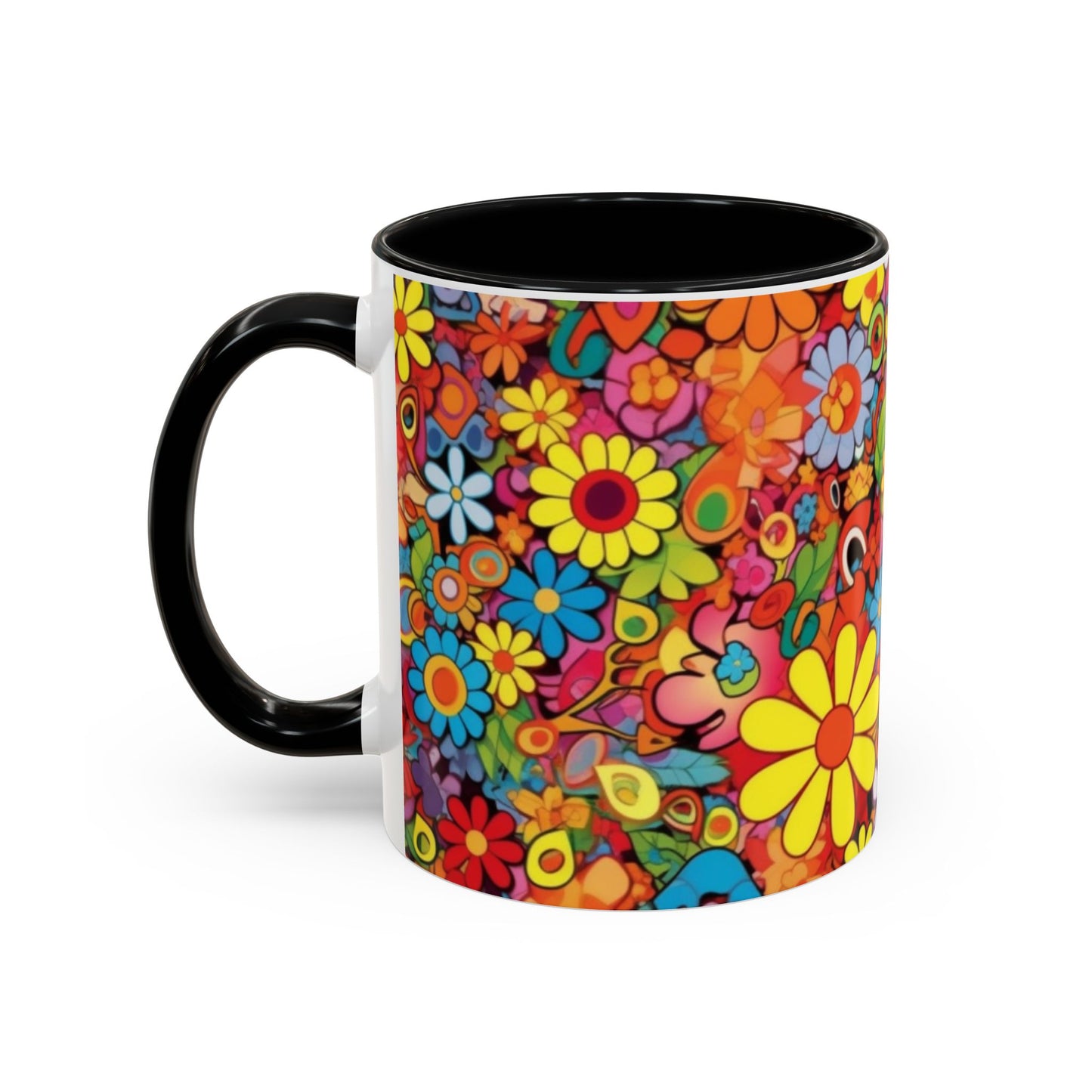 Flower print ceramic coffee mug Hot beverage casual soup mug keep the caffine life alive with a morning cup of coffee Ai tech style 11oz