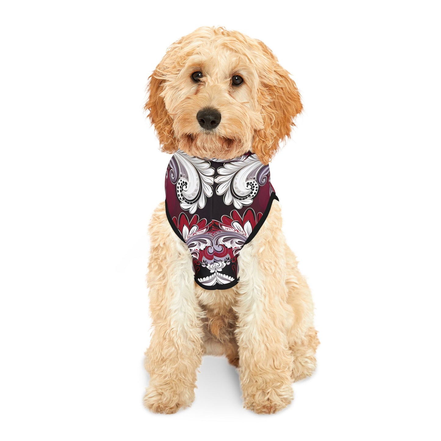 Pet hoodies printed with Ai graphics, polyester made light weight, cozy breathable pet apparel, stylish pet clothing, small pet grooming