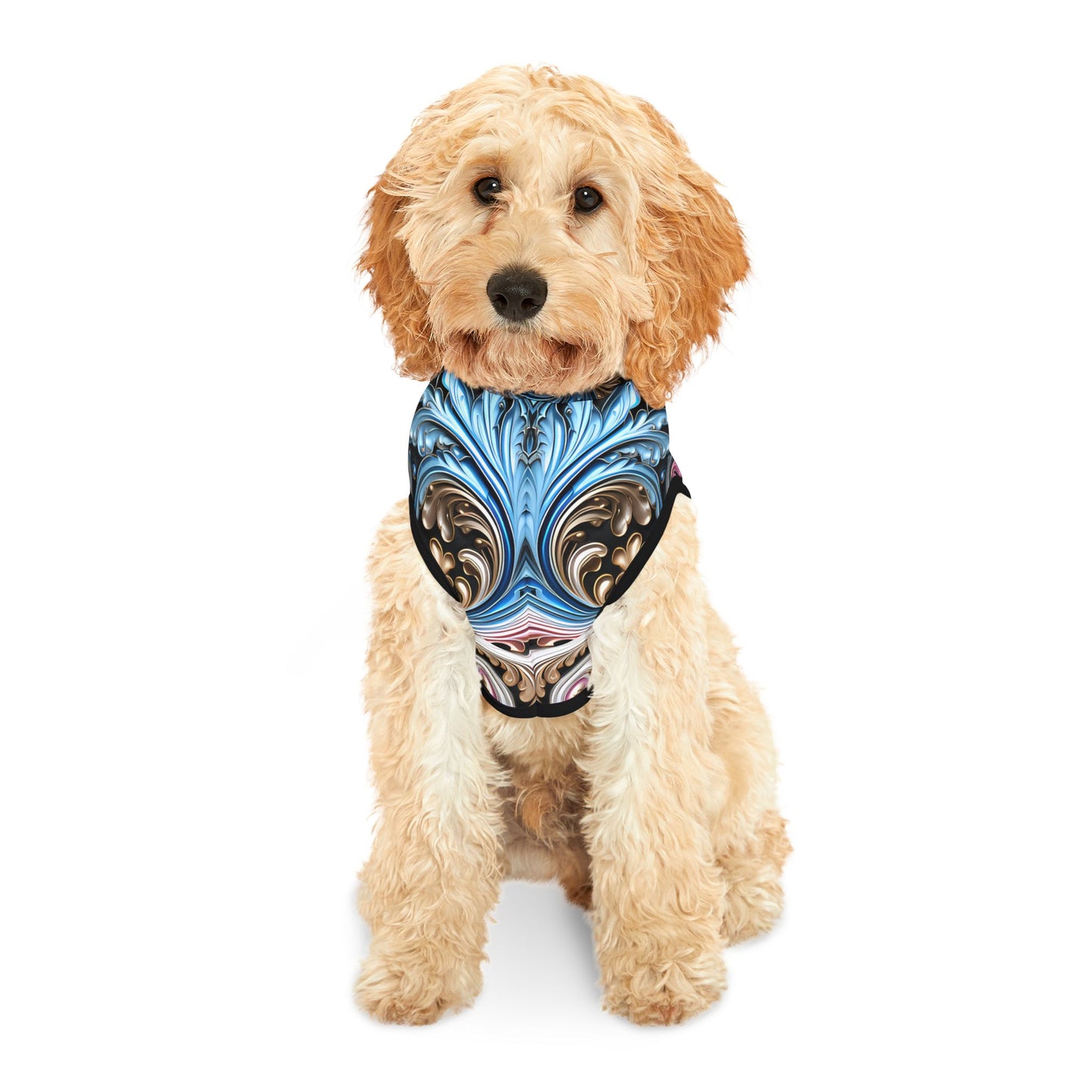 Pet hoodies printed with Ai graphics, polyester made light weight, cozy breathable pet apparel, stylish pet clothing, small pet grooming