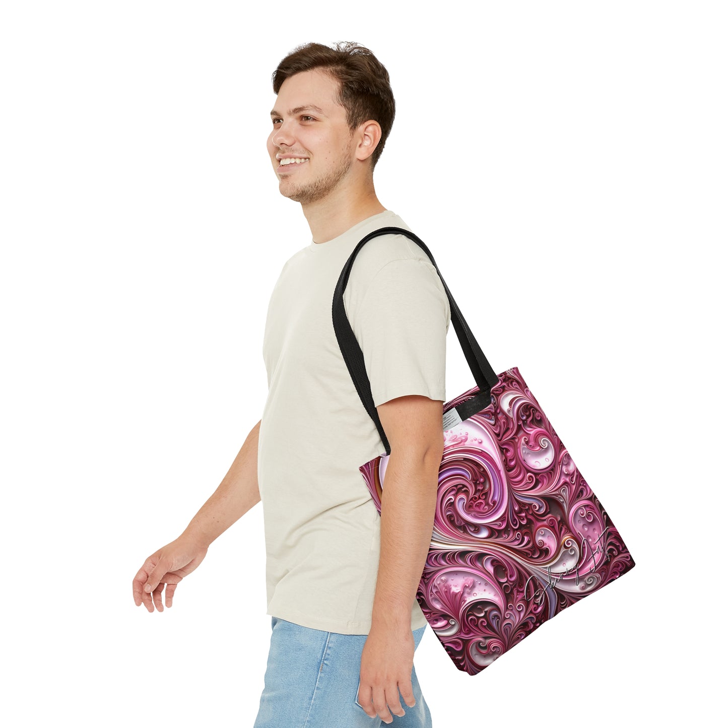 shoppers tote bag pink infusion regal paisley inspired Watercolour design abstract art tote bag creative fashion gift, teen artist fashion