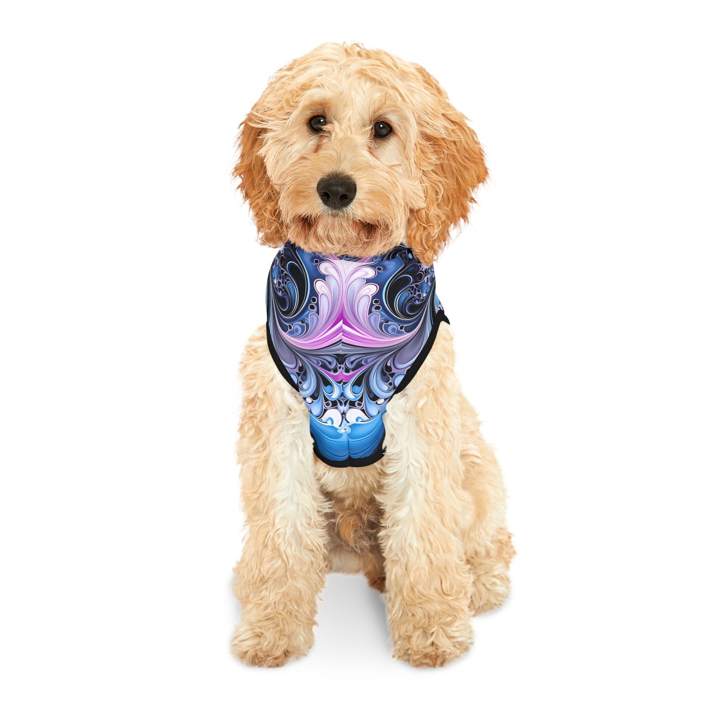 Pet hoodies printed with Ai graphics, polyester made light weight, cozy breathable pet apparel, stylish pet clothing, small pet grooming