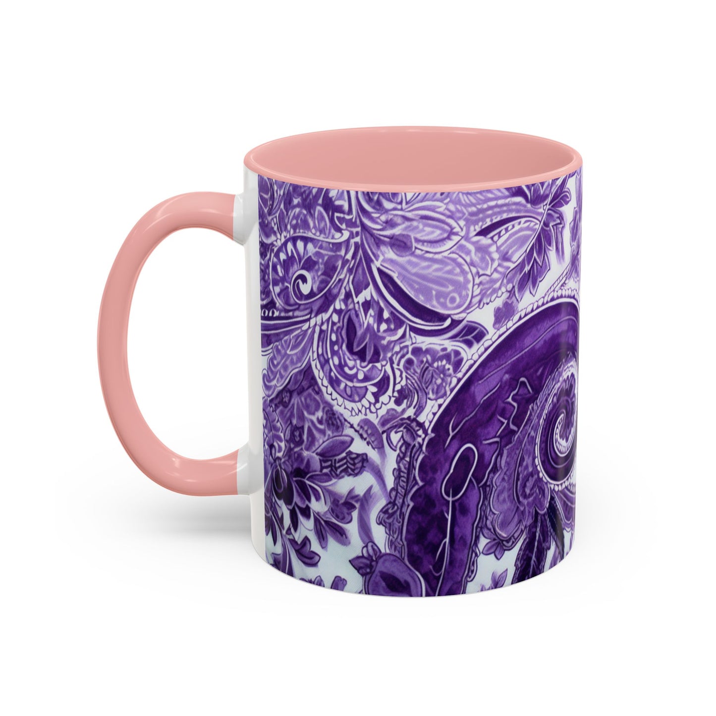 Coffee mug Paisley print ceramic Hot beverage casual soup cup keep the caffeine life alive with a morning drink of coffee regal style 11oz