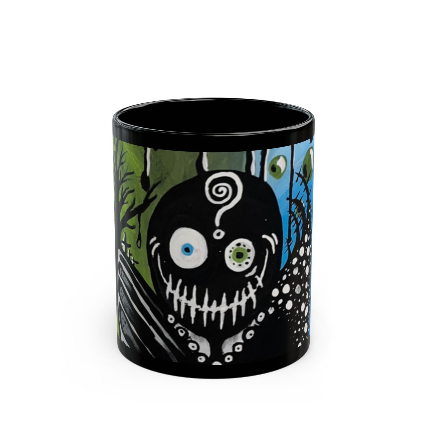 11oz Black Mug, demon mug, street art, skater mug, artist mug