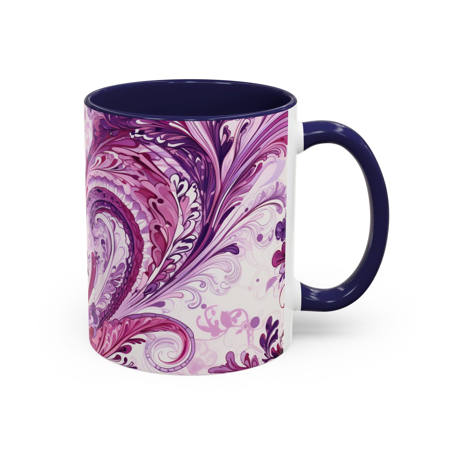 Coffee mug Paisley print ceramic Hot beverage casual soup cup keep the caffeine life alive with a morning drink of coffee regal style 11oz