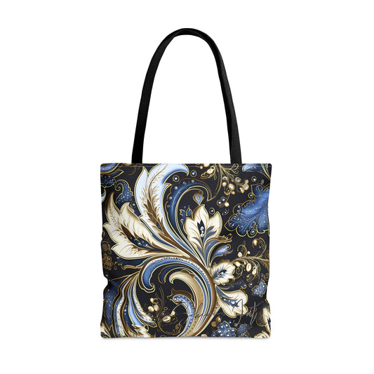 Artistic tote bag purple blue regal paisley inspired Watercolour design abstract art tote bag creative fashion gift for teen artist fashion