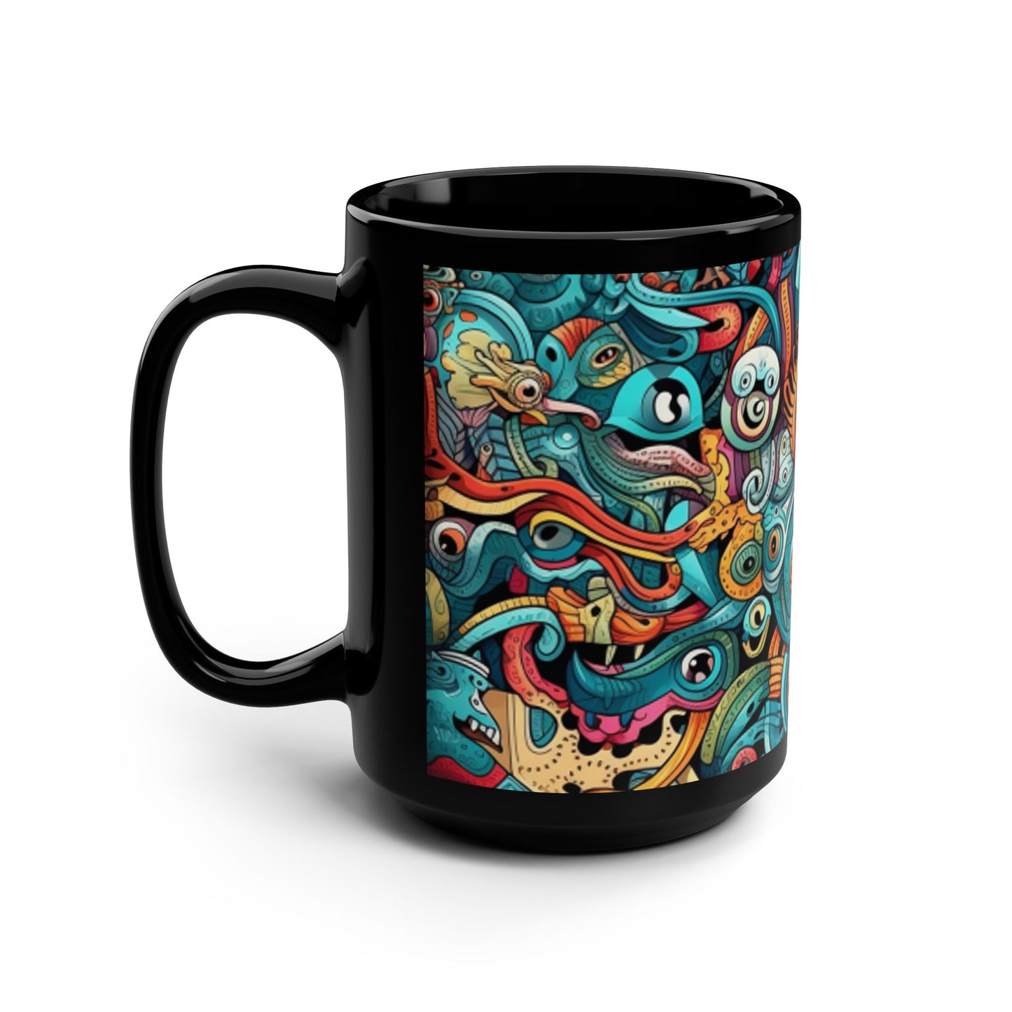 Graffiti print ceramic coffee mug Hot beverage casual soup mug keep the street life alive with a morning cup of coffee graffiti style 15oz