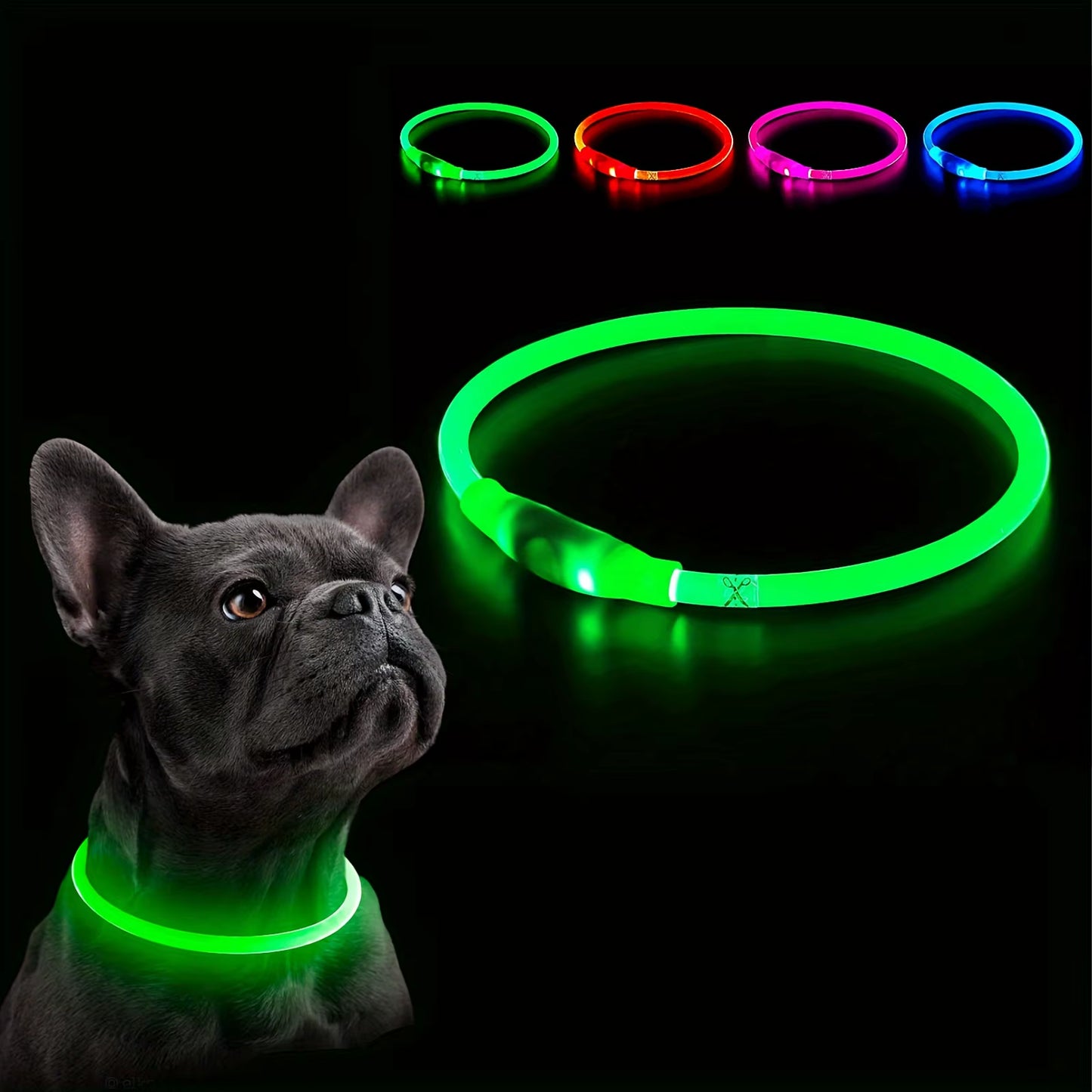 Pet Dog LED Light Collar Luminous Anti-Lost Dog Collar USB Rechargeable Dog Necklace Collar