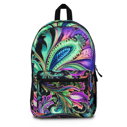 Student backpack bag paisley inspired Watercolour inspired design abstract art shoulder bag art tote creative fashion artist fashion makeup