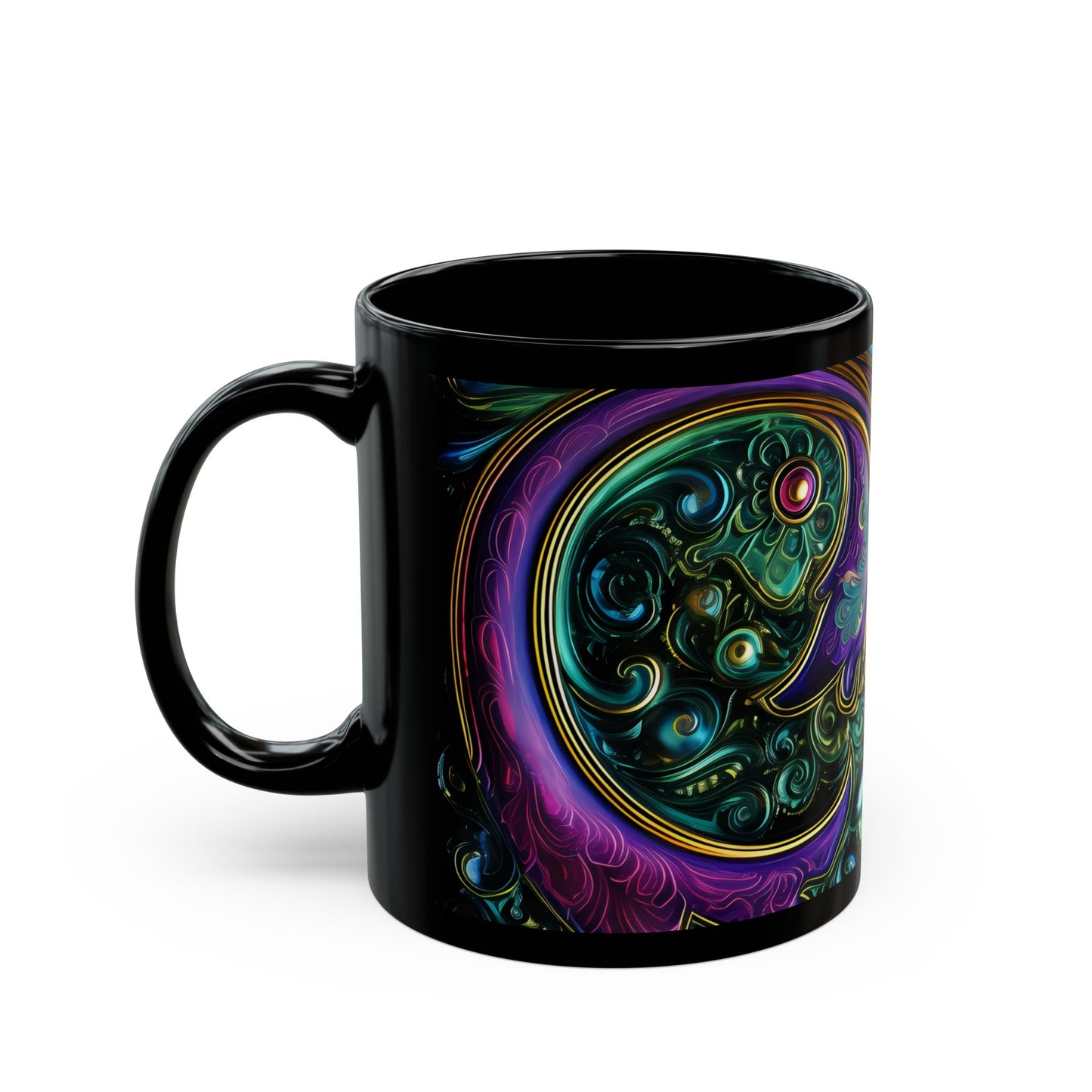 Paisley print ceramic coffee mug Hot beverage casual soup cup keep the caffeine life alive with a morning cup of coffee regal style 11oz