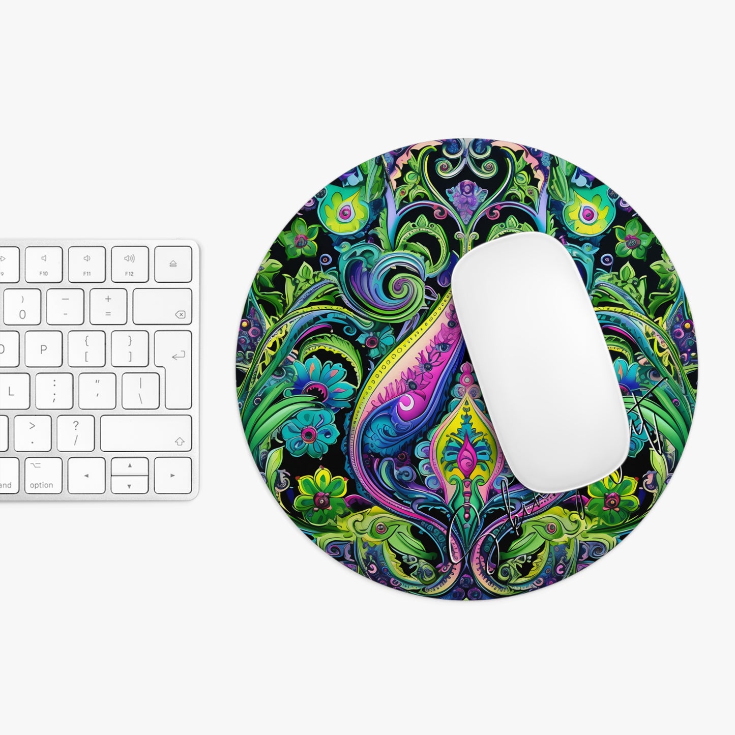 Mouse pad with Ai graphic printed image on circle style gift of Cosmic Creations AI-Infused Circle Mouse Pad gift Captivating Graphic Print