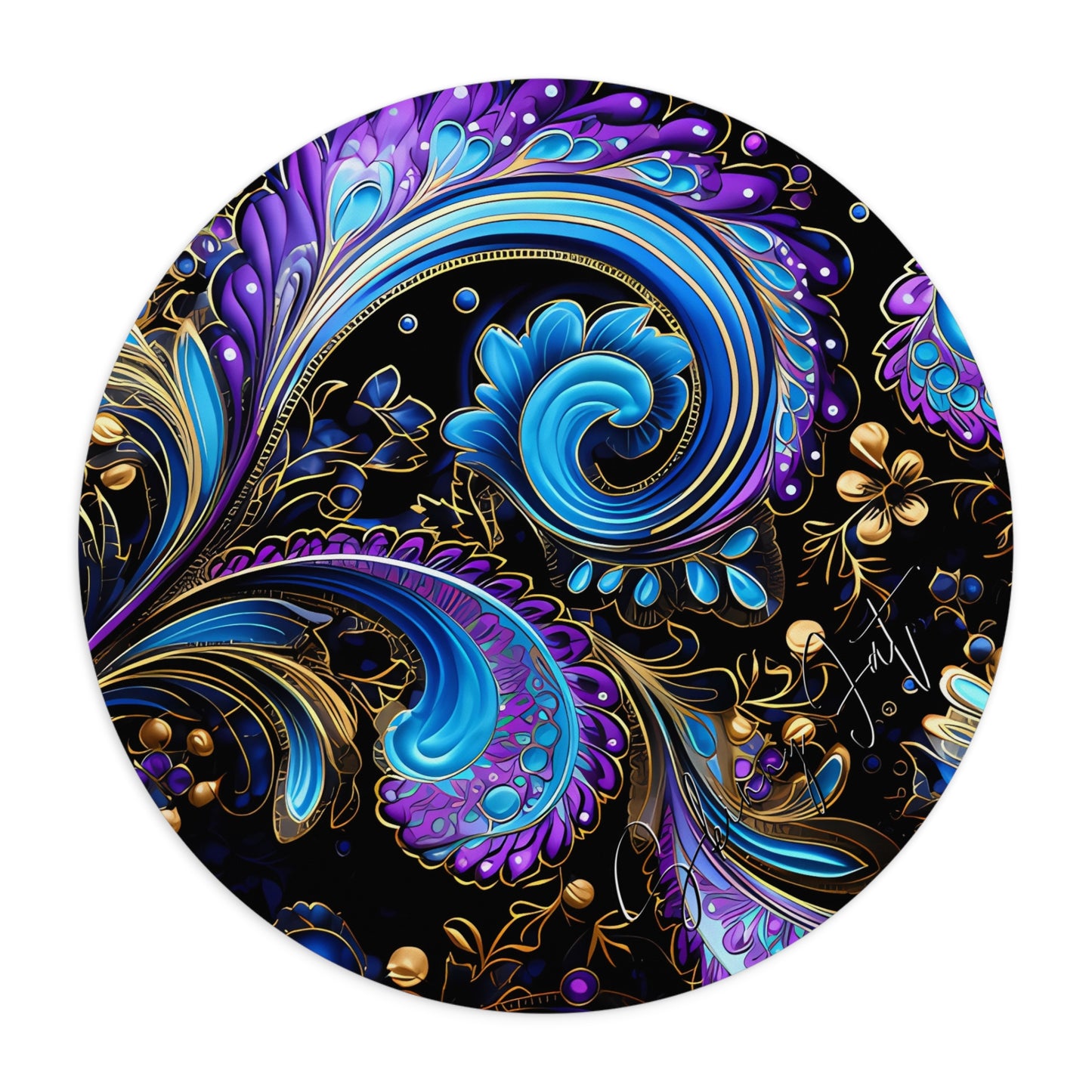 Mouse pad with Ai graphic printed image on circle style gift of Cosmic Creations AI-Infused Circle Mouse Pad gift Captivating Graphic Print