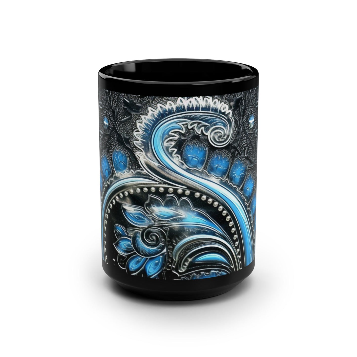 coffee mug Paisley print ceramic  Hot beverage casual soup cup keep the caffeine life alive with a morning cup of coffee regal style 15oz