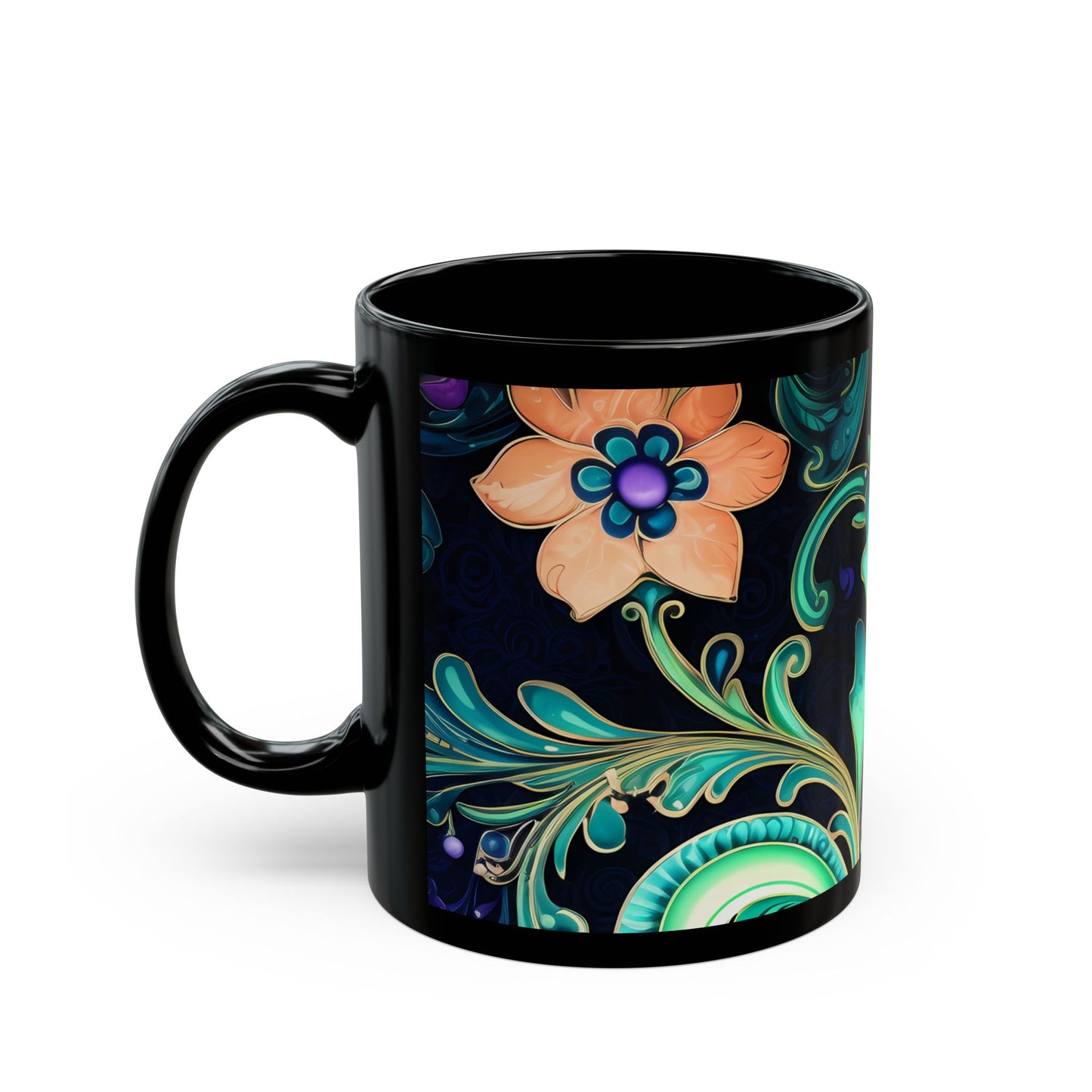 Paisley print ceramic coffee mug Hot beverage casual soup cup keep the caffeine life alive with a morning cup of coffee regal style  11oz